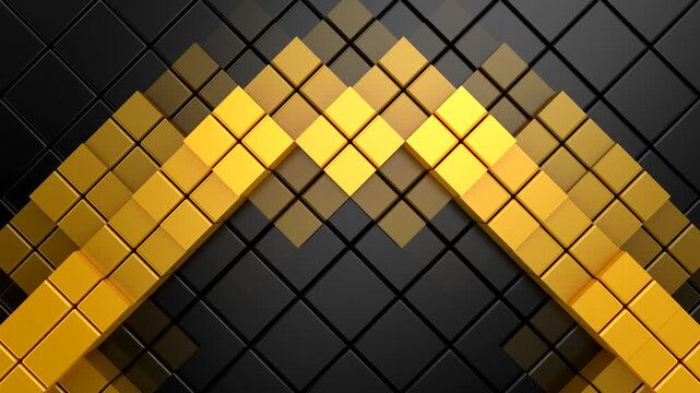 Cubes Form a Wave. Abstract motion, two color, 3d rendering, 4k resolution
