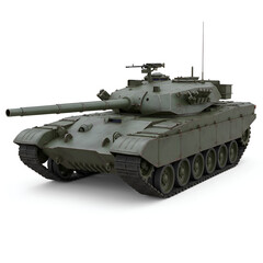 Realistic 3D Render Of A Green Military Tank Isolated On White Background