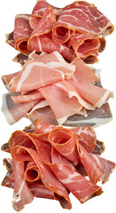 Sliced Cured Meats Variety Isolated on Transparent Background Photo