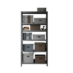 Obraz premium Realistic Metal Shelf with Boxes on Isolated Background