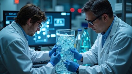 Two person scientific research experiment screen