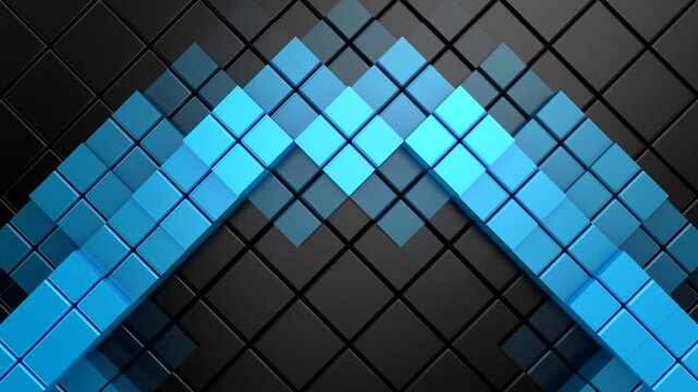 Cubes Form a Wave. Abstract motion, two color, 3d rendering, 4k resolution
