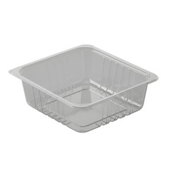 Transparent Plastic Packaging Tray Isolated on a Black Background
