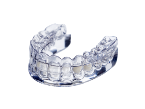 Transparent dental mouthguard for sleep apnea treatment, Isolated On White Background, Png Transparent