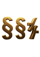 Shining Golden 3D Symbols and Percent Sign Against Transparent Background Illustration