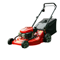Red Lawnmower Isolated on Transparent Background a Photo Illustration