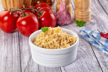 Vegan cuisine - boiled bulgur garnish
