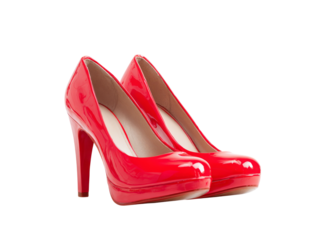 Elegant red high heels fashionable footwear women's shoes, Isolated On White Background, Png Transparent