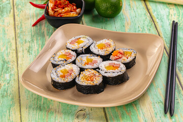 Koream homemade roll Kimbap with nori seaweed