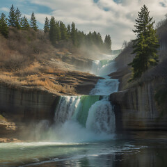 Fototapeta premium Scenic Tree-Lined Avenue in Warm Autumn Sunlight 