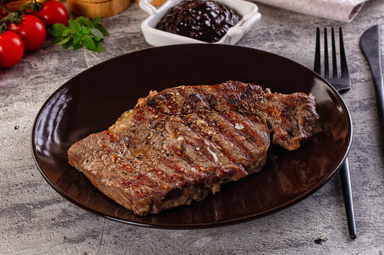 Grilled rib eye beef steak