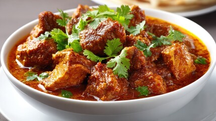 Delicious Chicken Tikka Masala in White Bowl Garnished with Cilantro