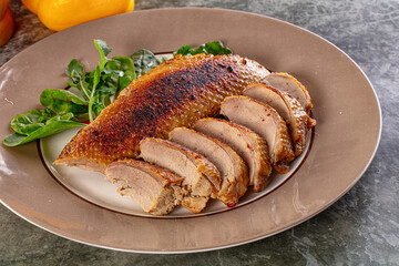 Roasted duck breast with slices