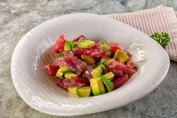 Delicous tuna with avocado salad