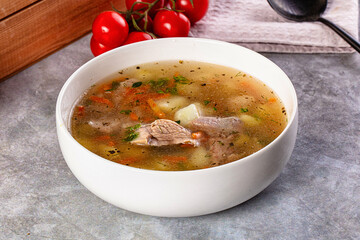 Chicken homemade soup with potato
