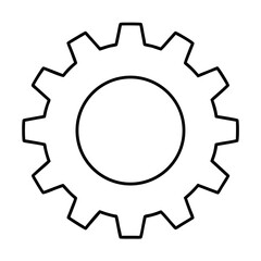 Single gear outline icon for settings and configuration