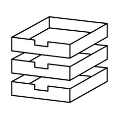 Clean line art stack of inbox trays