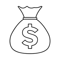 Outline illustration of a money bag with a currency symbol