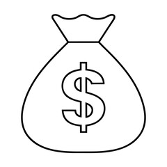 Outline of a money bag with a currency symbol