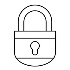 Minimalist closed padlock outline icon for security and access