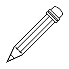 Minimalist sharp pencil with eraser end vector illustration