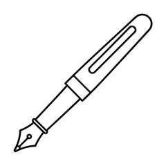 Clean minimalist outline of a classic fountain pen