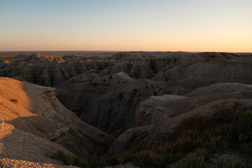 Badlands National Park during sunset, South Dakota