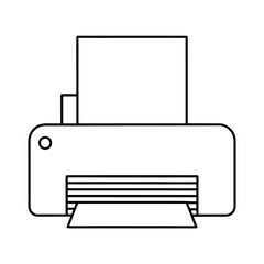 Outline illustration of a printer with a stack of paper
