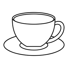 Clean outline of a teacup and saucer