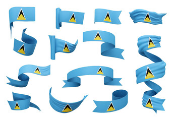 Saint Lucia Flag Set Isolated on Transparent Background Vector Illustration