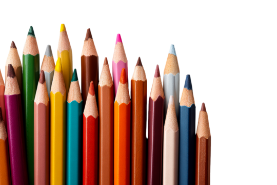 Colorful pencils on clear background