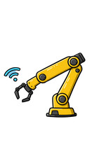 Yellow Pixelated Robotic Arm Illustration On Transparent Background