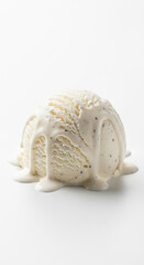 Naklejka premium Vanilla ice cream melting dessert creamy sweet dairy cold food indulgent scoop white summer treat delicious frozen snack soft texture flavor refreshing gourmet classic simple minimal isolated