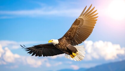 Obraz premium Majestic eagle soaring through a vibrant sky