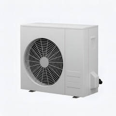 White Air Conditioner Unit Isolated on White Background Realistic 3D Render