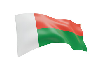 Obraz premium Waving Madagascar Flag Against Transparent Background Illustration