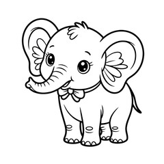 Fototapeta premium Adorable Cartoon Baby Elephant Illustration - Line Art
