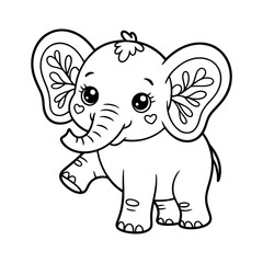 Naklejka premium Adorable Cartoon Baby Elephant Illustration, Glitter Outline Design