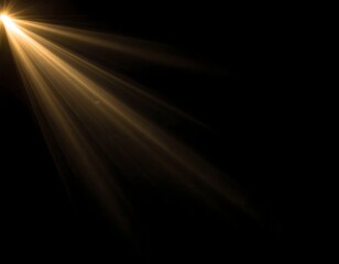 Golden light rays emanating from a bright source against a black background (1)