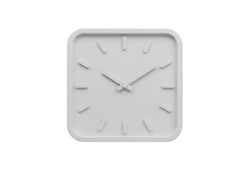 White Square Analog Clock Isolated on Black Background Transparent Isolated Background