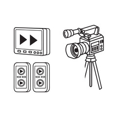 video camera icon for app and website. vector button on transparent background.
