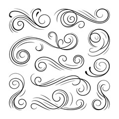Fototapeta premium Collection of elegant black and white swirling decorative flourishes and ornaments