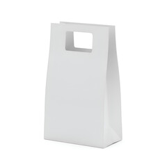 White Paper Bag Isolated On White Background Photo Of Simple Package For Merchandise