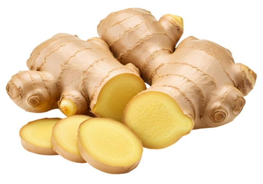 Vibrant Ginger Root: Culinary & Medicinal Uses Isolated on Transparent Background