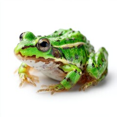 Obraz premium Green Frog Isolated on White Background