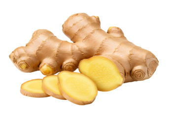 Fresh Ginger Root: Vibrant, Sliced & Ready Isolated on Transparent Background