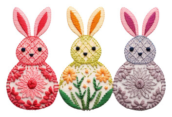 Obraz premium PNG Cute easters in embroidery style pattern art representation.
