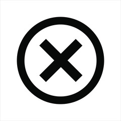 Black cross symbol inside a black circle on a white background vector