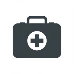Obraz premium Medical kit with plus symbol icon on white background