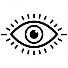 Stylized eye with dashes around it on white background